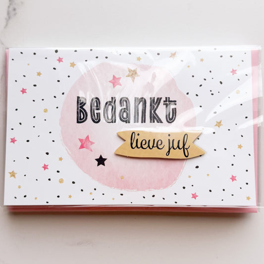 Bedankt lieve juf - Kaartje met persoonlijke boodschap