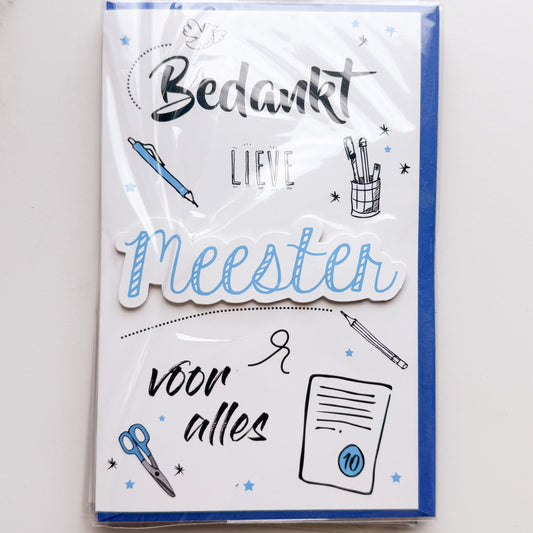Bedankt lieve meester - Kaartje met persoonlijke boodschap